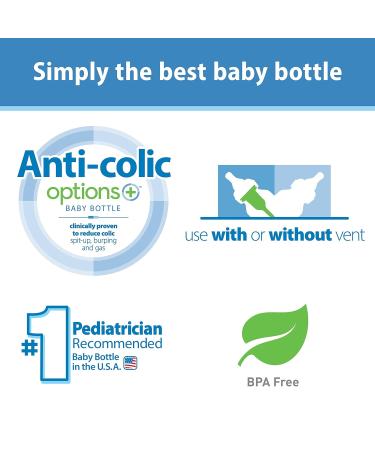 Dr. Brown's Natural Flow Anti-Colic Options+ Narrow Baby Bottles 8 oz/250 mL - Level 1 Slow Flow Nipple - 3 Pack (Purple) - 0m - Buy Online on SooperMarket.com