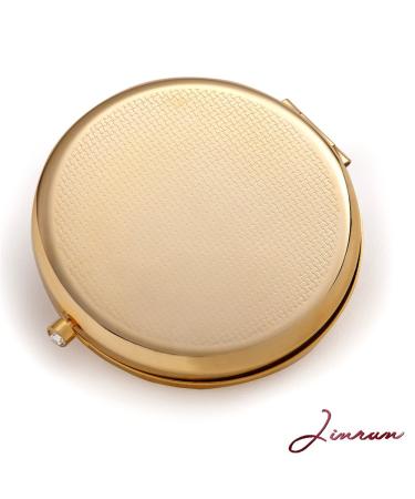 Jinvun 24k Gold Electroplate Makeup Mirror - Luxury Round Vanity Mirror for Women - Compact Cosmetic Mirror with Diamonds - Perfect Gift Idea - Buy Online on SooperMarket.com