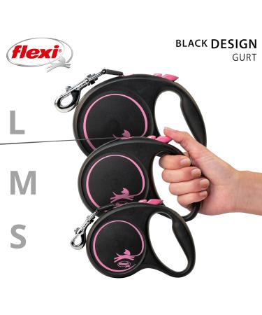 Flexi Retractable Leash - Black/Pink Design | Size L - Multi Size Options | Ideal for Small Dogs - International Shipping Available - Buy Online on SooperMarket.com