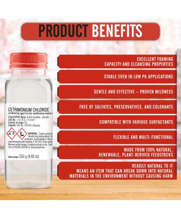 Cetrimonium Chloride 250g | Liquid Conditioning Agent for DIY Cosmetics & Hair Care Emulsions | 8.82 oz - Buy Online on SooperMarket.com