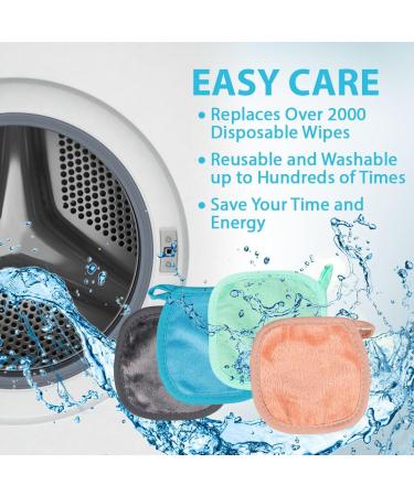 Orighty Reusable Makeup Remover Pads 24 Pack Microfiber Makeup Remover Cloths Cotton Rounds Eco-friendly Face Pads for All Skin Types Makeup Wipes for Facial Cleansing Ideal Gift for Women 5 x 5  - Buy Online on SooperMarket.com