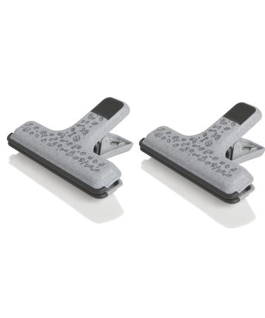 Lixit 7 Inch Heavy-Duty Clip for Food Storage Bags, Dog Food, BBQ Coals, Smoking Pellets, Chicken Feed and Other Uses. Granite Pack of 2