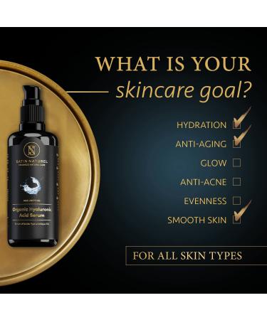 Organic Hyaluronic Acid Serum Face Moisturizer (100ml) for Sensitive Skin - Dermatologically Tested, Reduces Wrinkles and Fine Lines - Buy Online on SooperMarket.com