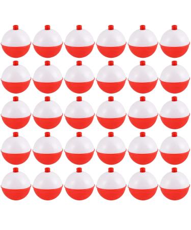 Coopay 30pcs-60pcs/lot Fishing Bobbers Floats Set Snap on Float Red/White Push Button Round Buoy Floats Fishing Tackle Accessories 1.5inch-30pcs