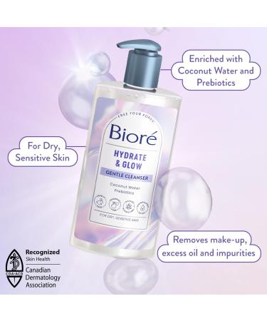 Bior Hydrate & Glow Gentle Cleanser Hydrating Face Wash for Dry Sensitive Skin infused with Prebiotics and Coconut Water | Dermatologist Tested Cruelty Free Fragrance Free and SLS/SLES Sulfate Free (200mL) - Buy Online on SooperMarket.com
