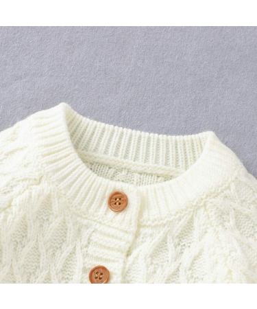 DovFanny Baby Romper Suit | Solid Color Knit Jumpsuit for Newborns | Winter Outfit with Hat (6-12 Months, White) - Buy Online on SooperMarket.com
