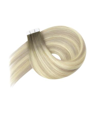 Shop Youngsee Real Hair Extensions - Tape Ombre Ash Blond to Platinum Blonde | 45cm 20pcs 50g #18/60 - Premium Quality Tape-In Hair Extensions - Buy Online on SooperMarket.com