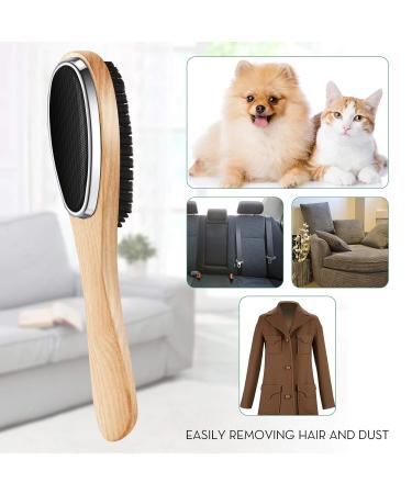 2-Piece 3-in-1 Lint Remover Brush & Shoe Horn - Beech Wood Handle for Clothes Wool Coats Couches & Pet Hair - Double-Sided Garment Cleaning Tool - Buy Online on SooperMarket.com