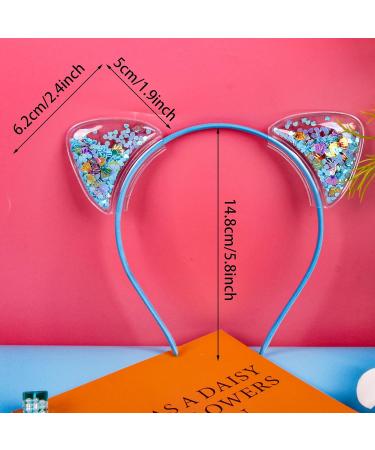 Fishdown Cute Cat Ears Headbands Set for Girls - Non-slip Transparent Quicksand Design (7pcs Per Pack, Color-1) - Buy Online on SooperMarket.com