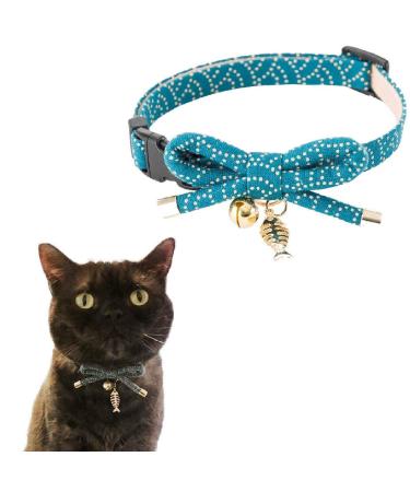 Necoichi Zen Fish Charm Cat Collar Blue