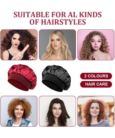 URAQT Satin Sleep Cap 2 Pack - Large Night Head Cover for Women - Soft & Comfortable Sleep Bonnet - Breathable Hair Cap for Long Curly Hair - Best for Night Sleep - Buy Online on SooperMarket.com