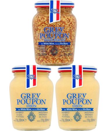Mustard Bundle with Grey Poupon Dijon 215g x2 and Wholegrain Mustard 210g x1 - (Pack of 2) - Buy Online on SooperMarket.com