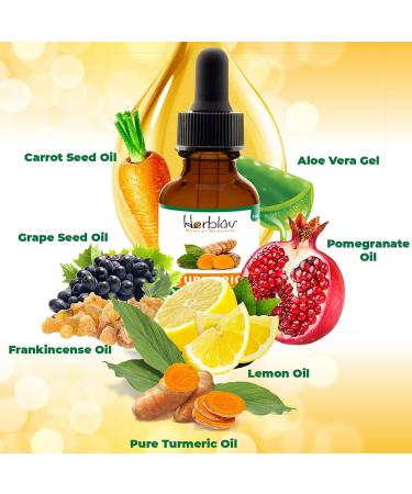 Herblov Turmeric Serum for Face & Body - All-Natural Skin Brightening Serum - Fights Acne, Evens Tone, Heals Scars - Made in the USA - Buy Online on SooperMarket.com