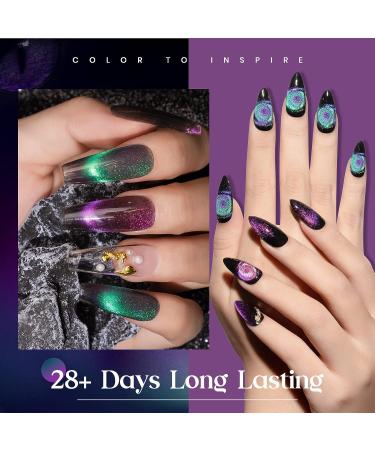 MIZHSE 9D Cat Eye Gel Nail Polish Set - 2 Pcs Chameleon Magnetic Galaxy Cateye Manicure Kit - 10ML Green - Buy Online on SooperMarket.com