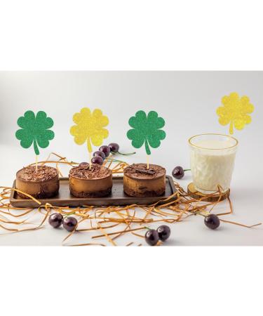 24 Pcs St Patrick's Day Cupcake Toppers Four Leaf Clover Leprechaun Hat Horseshoe Shamrock Cupcake Toppers for St Patrick's Day Party Decorations (Trefoil A) - Buy Online on SooperMarket.com
