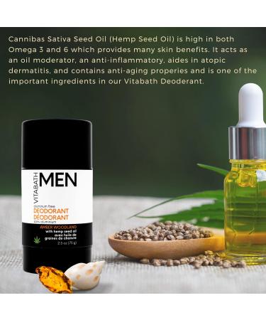 Vitabath Men's Amber Woodland Deodorant | Aluminum-Free All-Day Freshness & Moisturizing Hemp Oil | Cruelty-Free 2.5 oz - Buy Online on SooperMarket.com