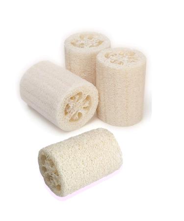 4 Pack Exfoliating Natural Loofah Bath Body Shower Sponge Scrubber Sponge Bath Loofah Body Scrubber Luffa Premium Quality Shower sponge of Bath Skin Cleaner Loofah for Men Women