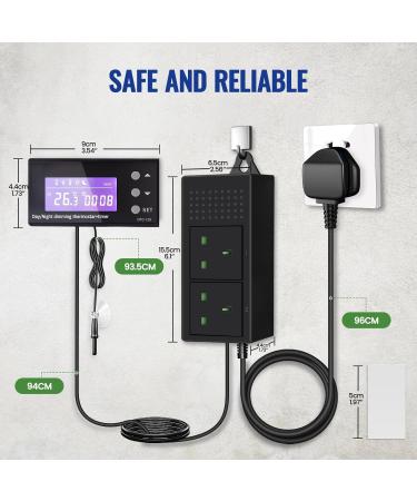 Bonlux PID Reptile Thermostat Plug Socket - Digital Dimmer Temperature Controller with Timer for Home Brew, Greenhouse, Reptile Vivarium - Heater Heat Mat Tube Heater - Buy Online on SooperMarket.com