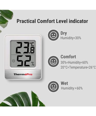 ThermoPro TP49 Digital Mini Thermo-Hygrometer | Accurate Indoor Temperature & Humidity Monitor | Ideal for Greenhouses & Living Rooms | Smiley Indicator | White - Buy Online on SooperMarket.com
