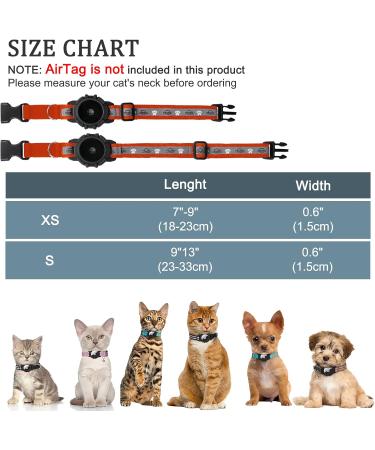 Reflective GPS Cat Neck Band with Apple AirTag - Adjustable & Bell Fits XS 7-9 inch Cats & Puppies - Jiarui Orange Collar - Buy Online on SooperMarket.com