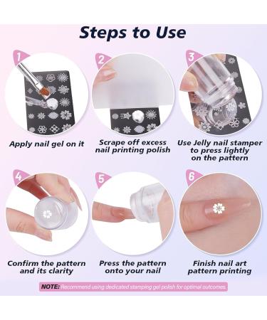 French Nails Stamp Set | Nail Design Kit with Scraper 2 Nail Stamps & 4 Transparent Silicone Gel Stamps - International Shipping Available - Buy Online on SooperMarket.com