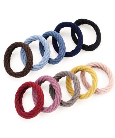 80 Pcs Seamless Cotton Hair Ties for Women - Elastic Wave Style Bands for Curly & Thick Hair - Buy Online on SooperMarket.com