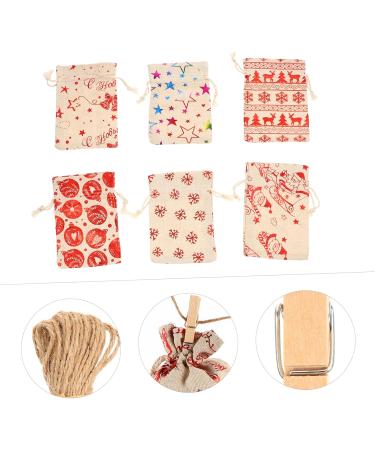 BCOATH 24pcs Countdown Candy Bag Advent Calendar Pouches Drawstring Bag Bags Tag Wood - Buy Online on SooperMarket.com