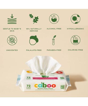 Caboo Tree-Free Bamboo Baby Wipes - 216 Count, Unscented, Eco-Friendly & Gentle for Sensitive Skin - 3 Travel Packs, Resealable Tabs - Buy Online on SooperMarket.com