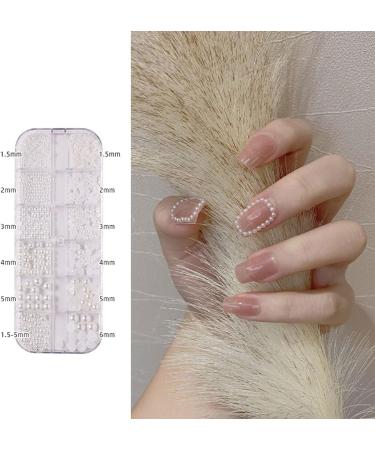 Pure White Pearl Shape Nail Art Rhinestones Easy Sticking Half Round Pearl Nail Art Ornaments with Different Sizes Portable Nail Art Decoration with Storage Box Nail Art Supplies for Home DIY - Buy Online on SooperMarket.com