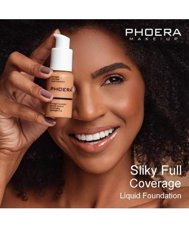 Phoera Full Coverage Foundation 2PCS 104 BUFF BEIGE - 30ml Long Lasting Oil Control Concealer for Flawless Skin - Buy Online on SooperMarket.com