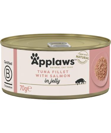 Applaws Natural Wet Adult Cat Food - Tuna Fillet & Salmon in Jelly 70g Can (Pack of 24) | Premium Cat Nutrition - Buy Online on SooperMarket.com