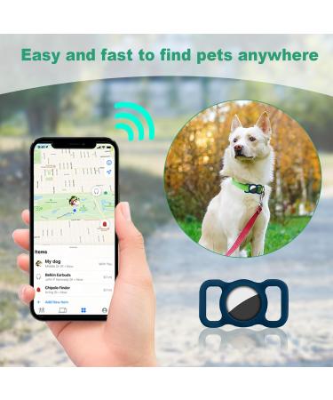Ainiv Silicone Protection Case for Apple Airtag - 2-Piece Set in Black & Blue | Durable Pet Collar Accessories for Dog & Cat Tracking - Buy Online on SooperMarket.com