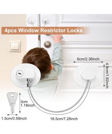 Sunallwell Window Safety Locks - Pack of 4 Childproof Window Restrictors with Key for UPVC, Fridge, Cupboard - No Drilling Required - Buy Online on SooperMarket.com