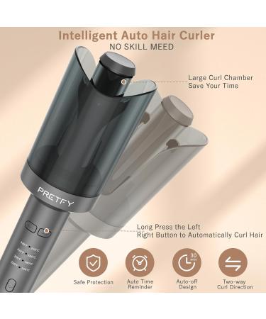 Pretfy Automatic Curling Iron - 1 Inch Ceramic Ionic Auto Hair Curler with LCD Display 4 Temperature Settings Anti-Scald & Auto Shut-Off - Fast Heating for Effortless Hair Styling - Buy Online on SooperMarket.com