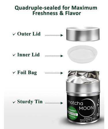 Matcha Moon - Organic Ceremonial Grade Japanese Matcha Green Tea Powder from Uji Kyoto Japan - USDA Certified - 30g Tin - Pure Zen - Buy Online on SooperMarket.com