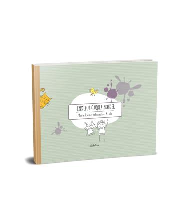 Gift for big brother: "Little sister + big brother" book (eco recycling paper memory album/photo album for siblings for birth)