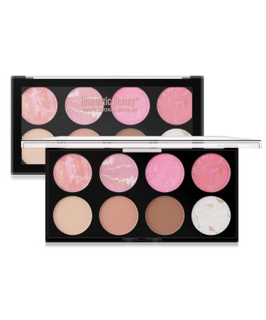 DELISOUL 8 Colors Blush Makeup Palette, Contour Powder, Highlighter Makeup Palette, Natural Brighten Peach Pink Face Blush for cheeks, Professional Foundation Powder (Shimmer)