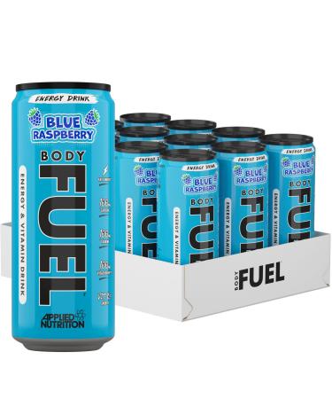 Applied Nutrition BodyFuel Energy & Vitamins Drink - Fast Energy Energy Drink Sugar Free with Caffeine (Pack of 12 Cans x 330ml) (Blue Raspberry)