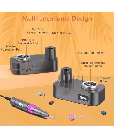 Nail Milling Mills for Geln gel - Yafex 11-in-1 Electric Nail Cutter 35000 RPM Professional Manicure & Pedicure Set Safety Lock Violet - Buy Online on SooperMarket.com