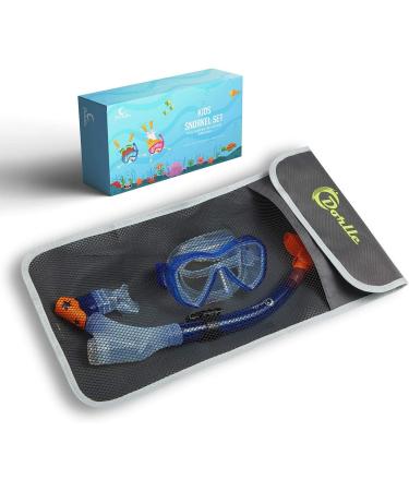 Dorlle Kids Snorkel Set - Premium Dry Snorkel Mask with Anti-Fog Goggles - Blue | Ideal Snorkeling Package for Children - Buy Online on SooperMarket.com