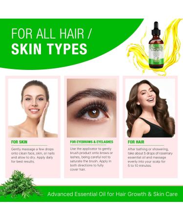 Organic Rosemary Oil for Hair Growth | 4.04 Fl Oz with Scalp Massager | Pure Essential Oil for Eyelashes Eyebrows & Skin Care - Buy Online on SooperMarket.com