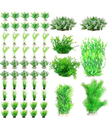Ctpeng Artificial Fish Tank Plastic Plants Decor Set 57 Pieces 2-30cm