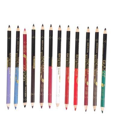 Gogogmee 12pcs Lip Liner Eyeliner Eyebrow Pen Eyeliner Black Eyebrow Precision Brush Wooden