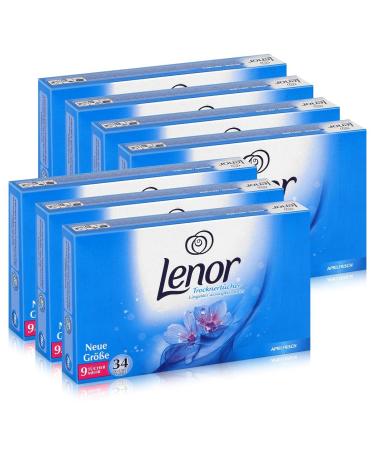 Lenor Dryer Sheets April Fresh 34 Sheets - Laundry Care in the Tumble Dryer (Pack of 7)