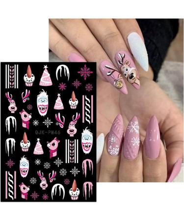 JMEOWIO 10 Sheets Christmas Pink Nail Art Stickers Decals Self-Adhesive Snowflake Winter Holiday Cute Elk Nail Supplies Nail Art Design Decoration Accessories - Buy Online on SooperMarket.com