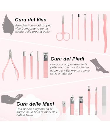 Jupeli Pink Manicure Set | Stainless Steel Nail Care & Clipper Kit for Women | Complete Pedicure Tools & Grooming Essentials - Buy Online on SooperMarket.com