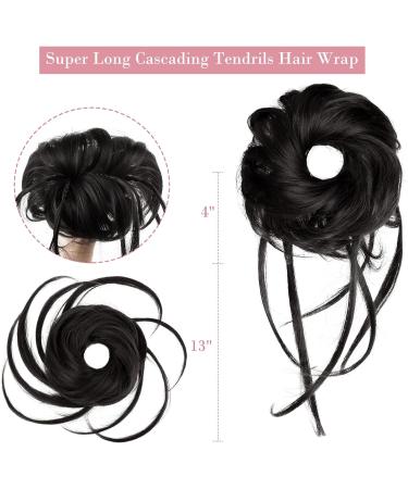 REECHO Messy Bun Hair Piece - Super Long Curly Wavy Updo Hair Extension in Black - Buy Online on SooperMarket.com