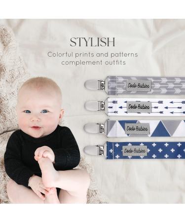 Shop Dodo Babies Pacifier Clip & Bite Ring Toy Set | 4 Clips + 2 Silicone Rings | Universal Holder | Fun Blue & Gray Prints for Boys & Girls - International Shipping - Buy Online on SooperMarket.com