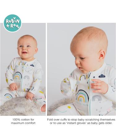 100% Cotton Two-Way Zipper Baby Sleepsuit Unisex Onesie Romper 6-12 Months Rainbow - Buy Online on SooperMarket.com
