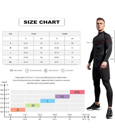 3 Pack Men's Mock Turtleneck Compression Shirts - Long Sleeve Sun Protection Workout Tops - Black, Gray, White - Large - Buy Online on SooperMarket.com